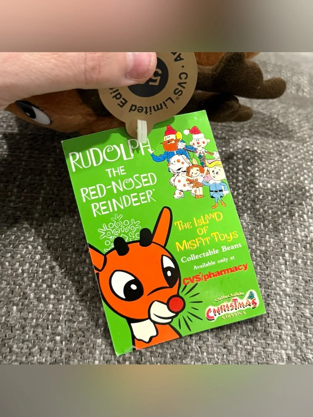 VTG 1999 Stuffins Rudolph the Red Nosed Reindeer 50th Anniversary